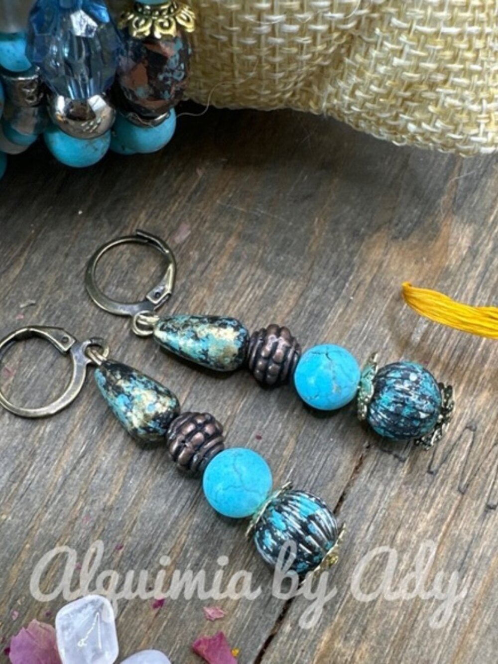 Cielo 🌌 Rustic long turquoise earrings